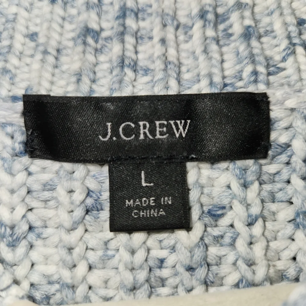 J. Crew Light Blue & White Marled Women's Sweater Size L Warm Lagenlook Comfort